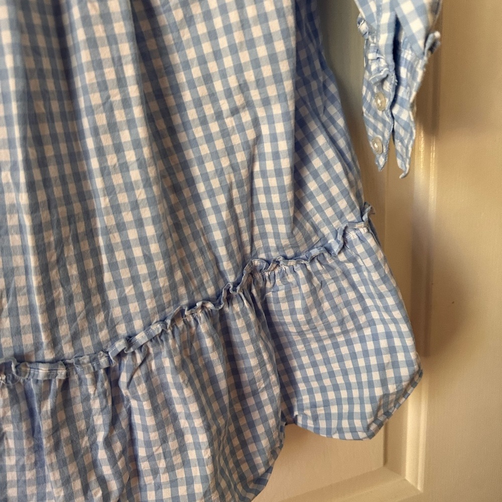 Crown & Ivy Gingham Blue & White Ruffle Dress - Picture 7 of 10